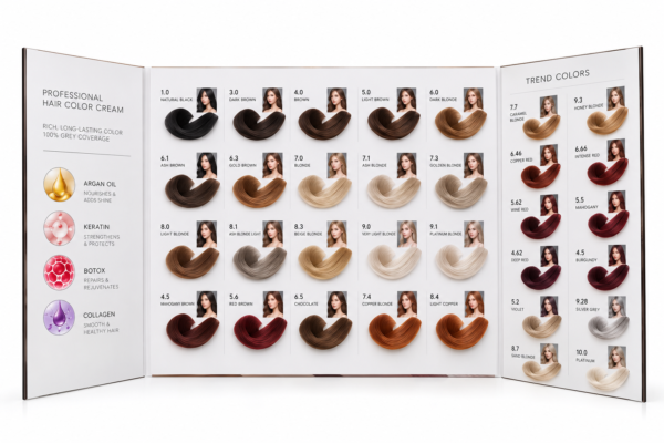 34 Shades 3-Fold Style Hair Color Chart